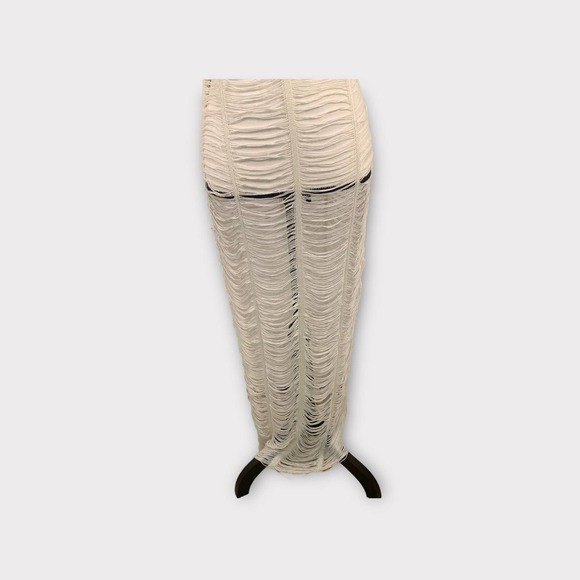 Frayed Boho Festival Open Stitch One-Size Soft Maxi Crossback Dress - Picture 5 of 7